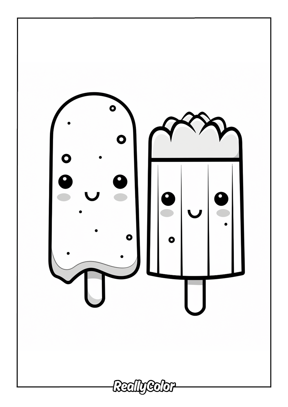 Coloring page of adorable popsicles