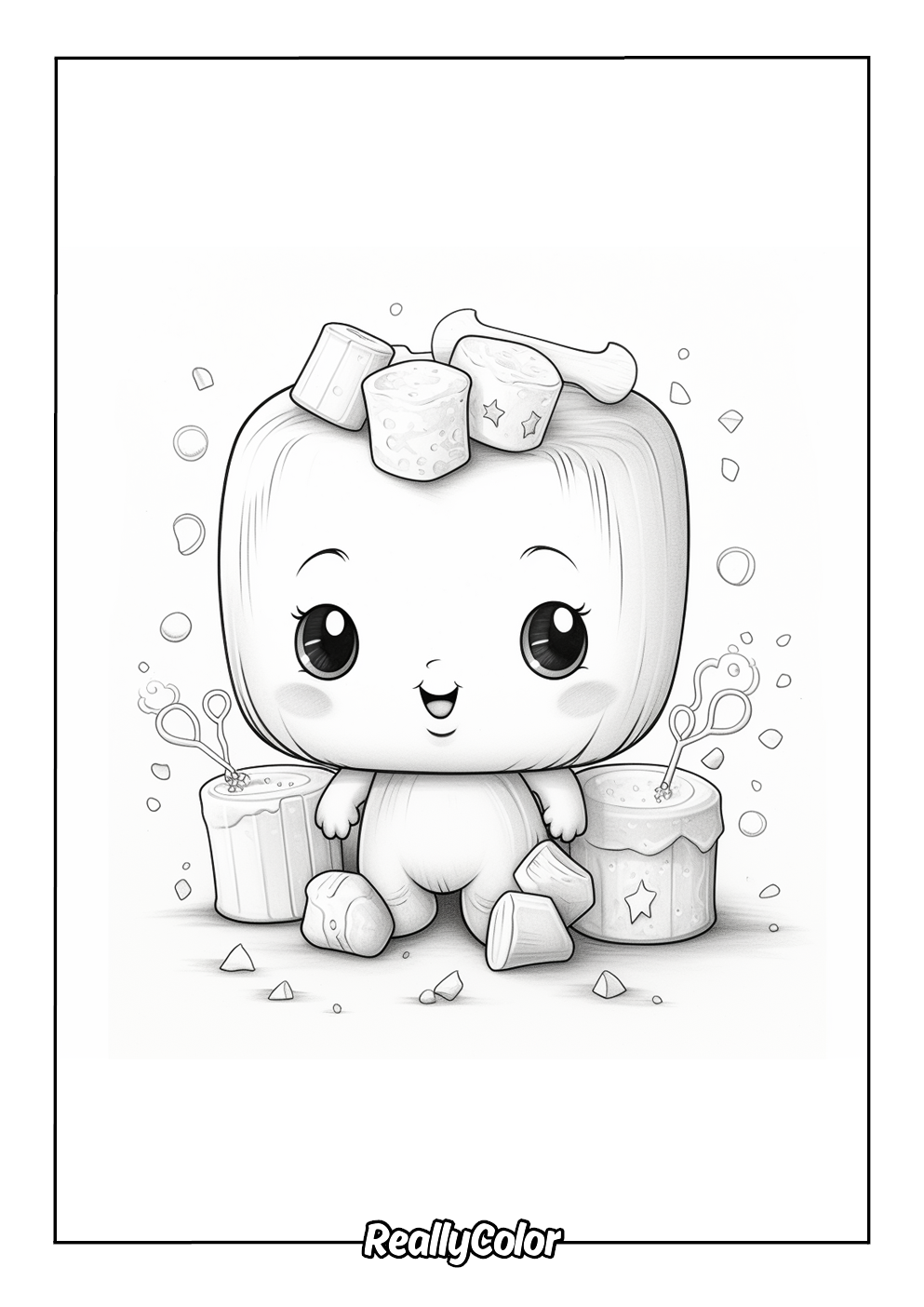 Coloring page of an adorable marshmallow