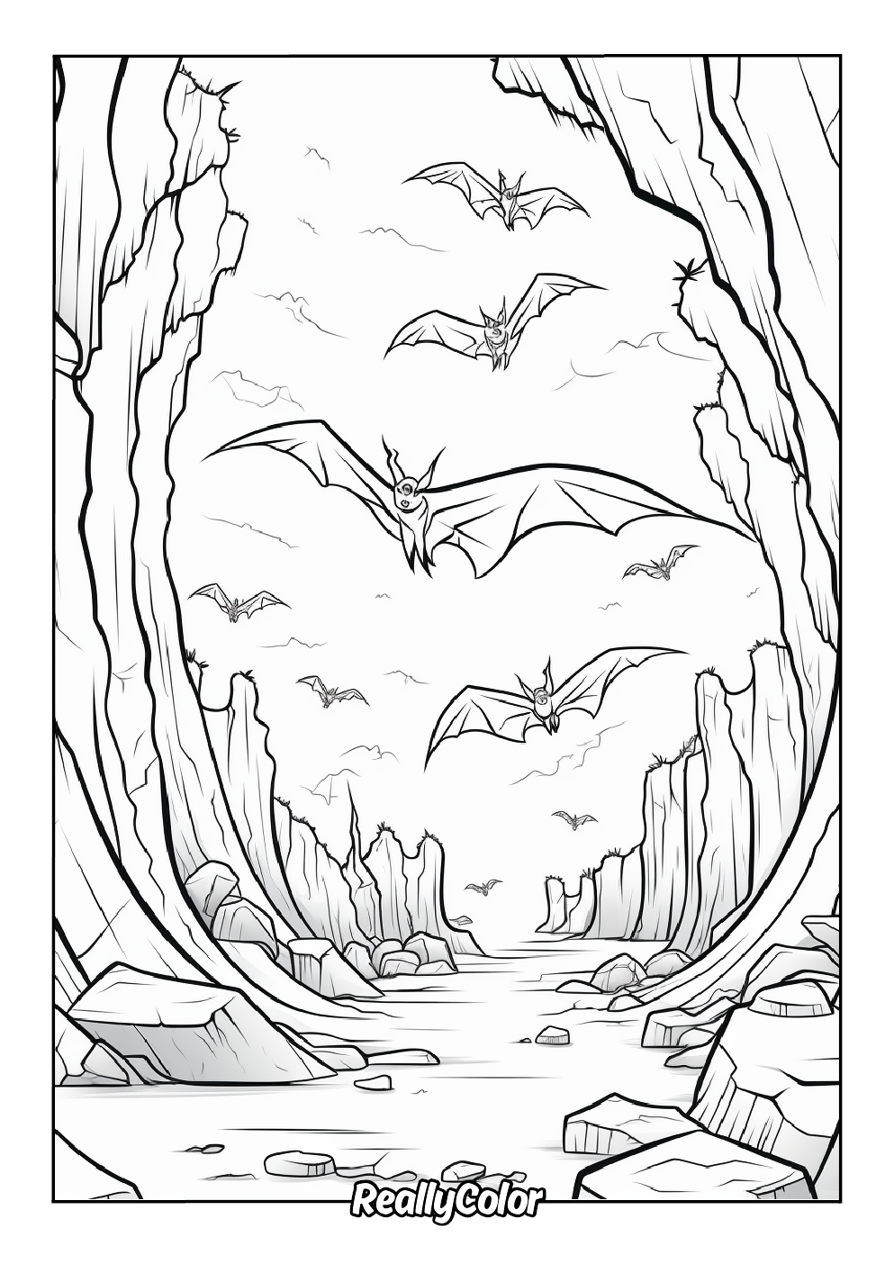 Coloring page of bats for adults