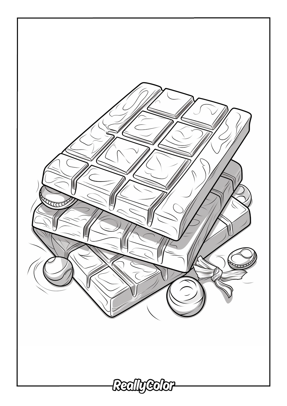 Coloring page of chocolate bars