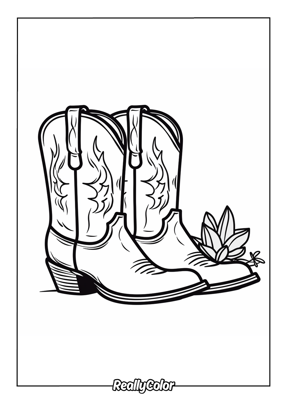 Coloring page of cowboy boots