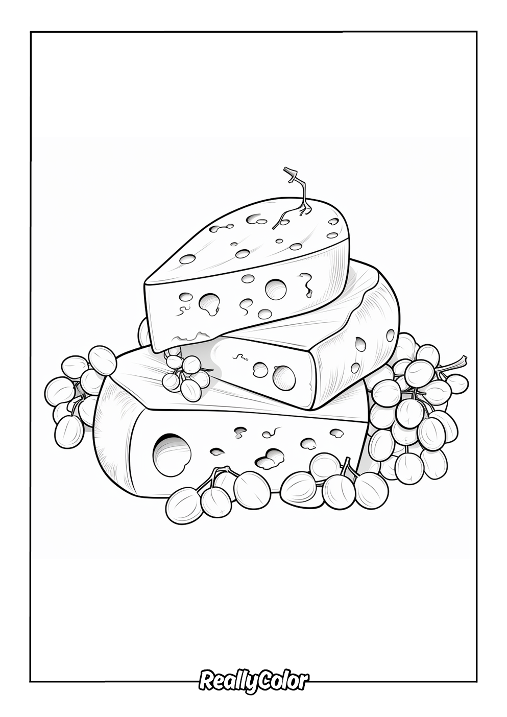 Coloring page of delicious cheese