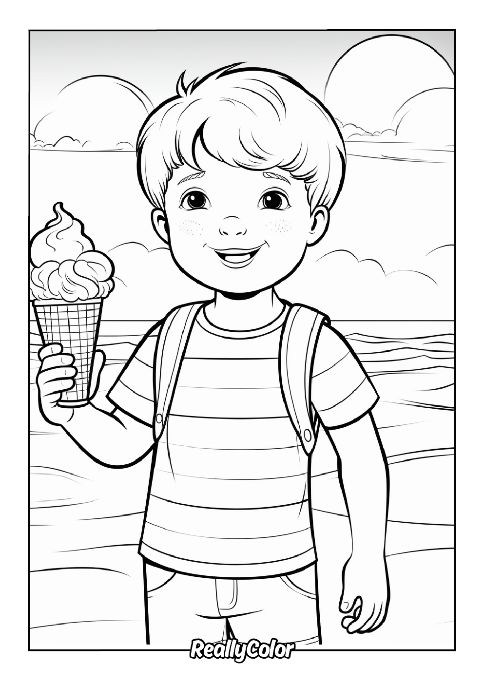 Coloring page of ice cream cone