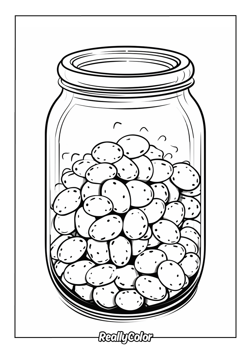 Coloring page of jelly beans jar