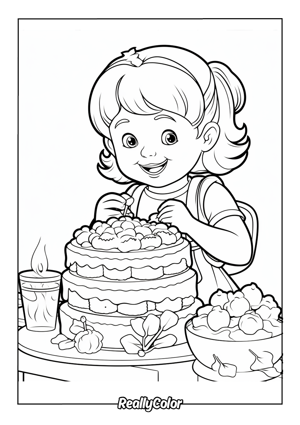 Coloring page of strawberry shortcake