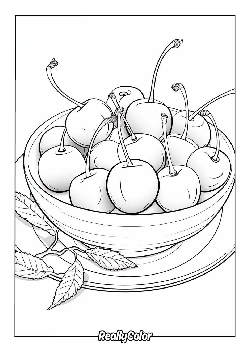 Coloring page of sweet cherry