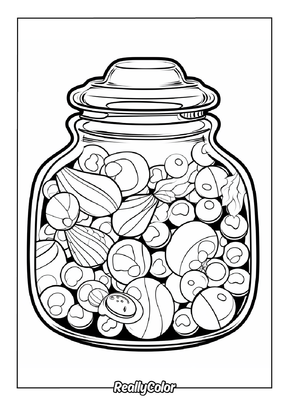 Coloring page of sweets jar