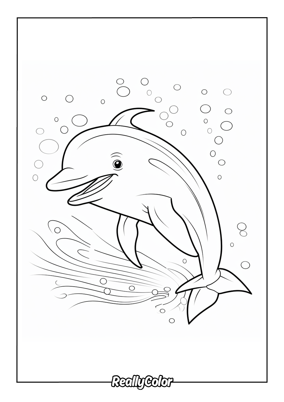 Coloring page of a cute dolphin
