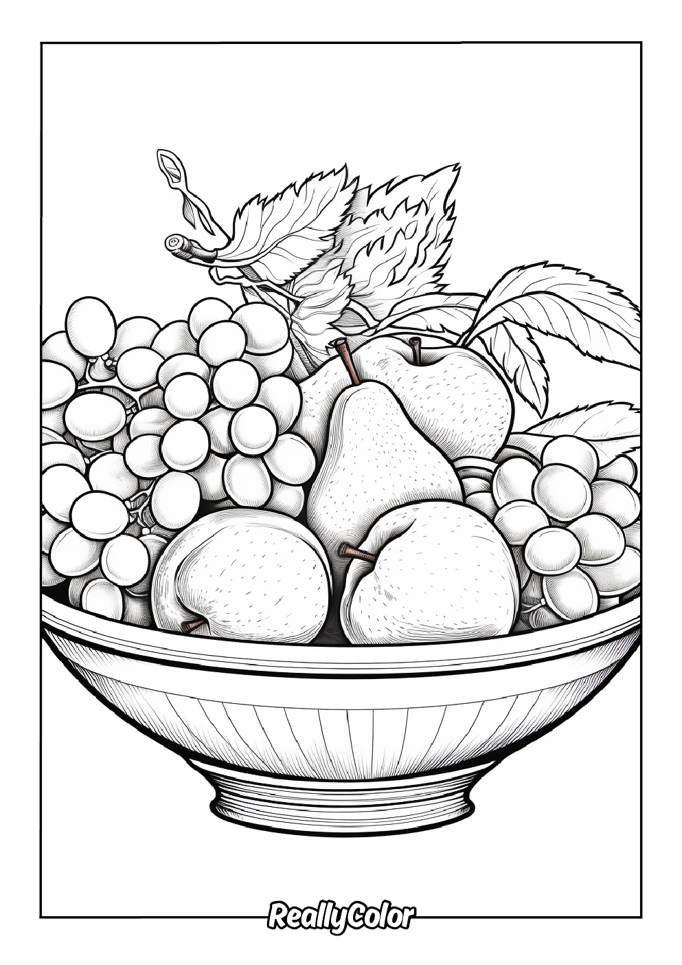 Coloring picture of a fruit bowl