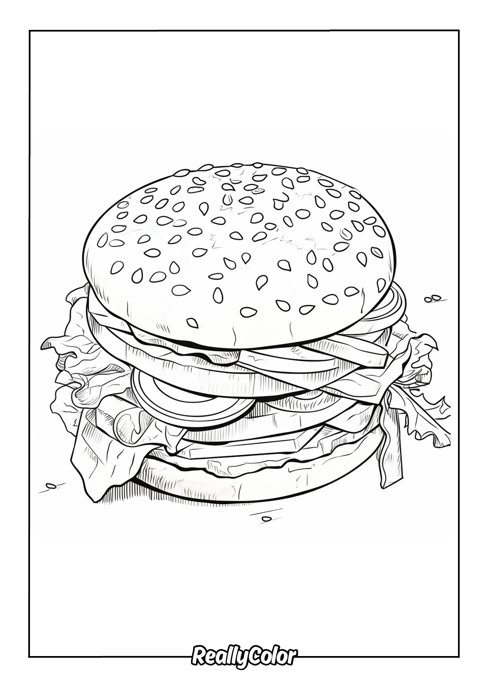 Coloring picture of cheesburger
