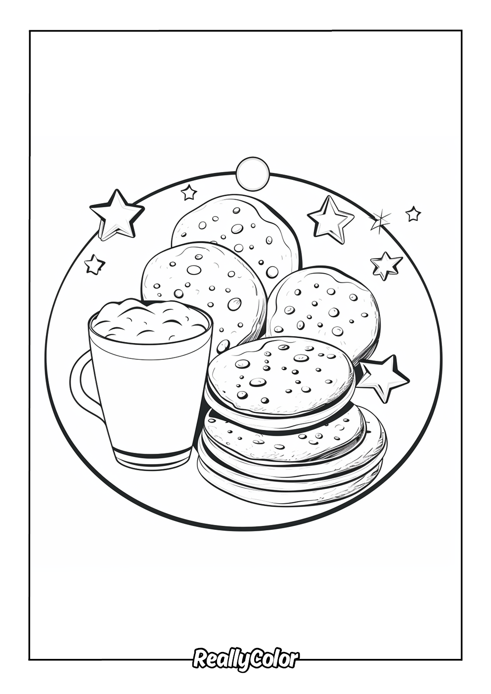Cookies and milk coloring page