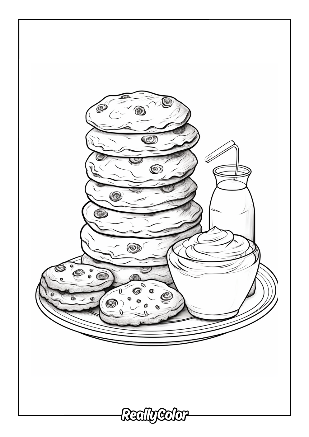 Cookies and whipped cream color page