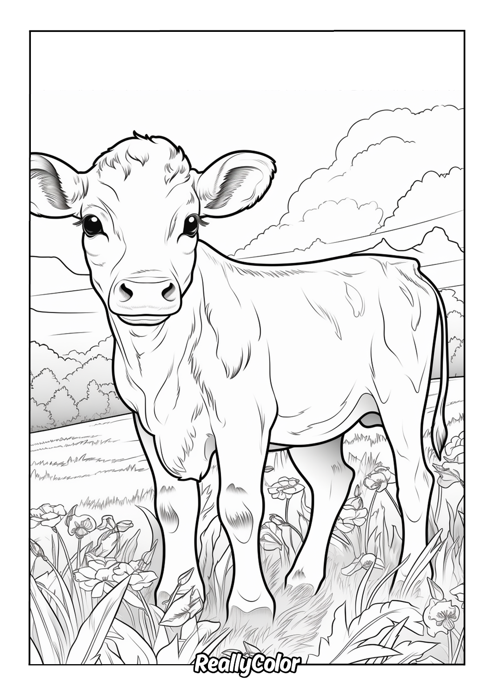 Cow coloring page to print