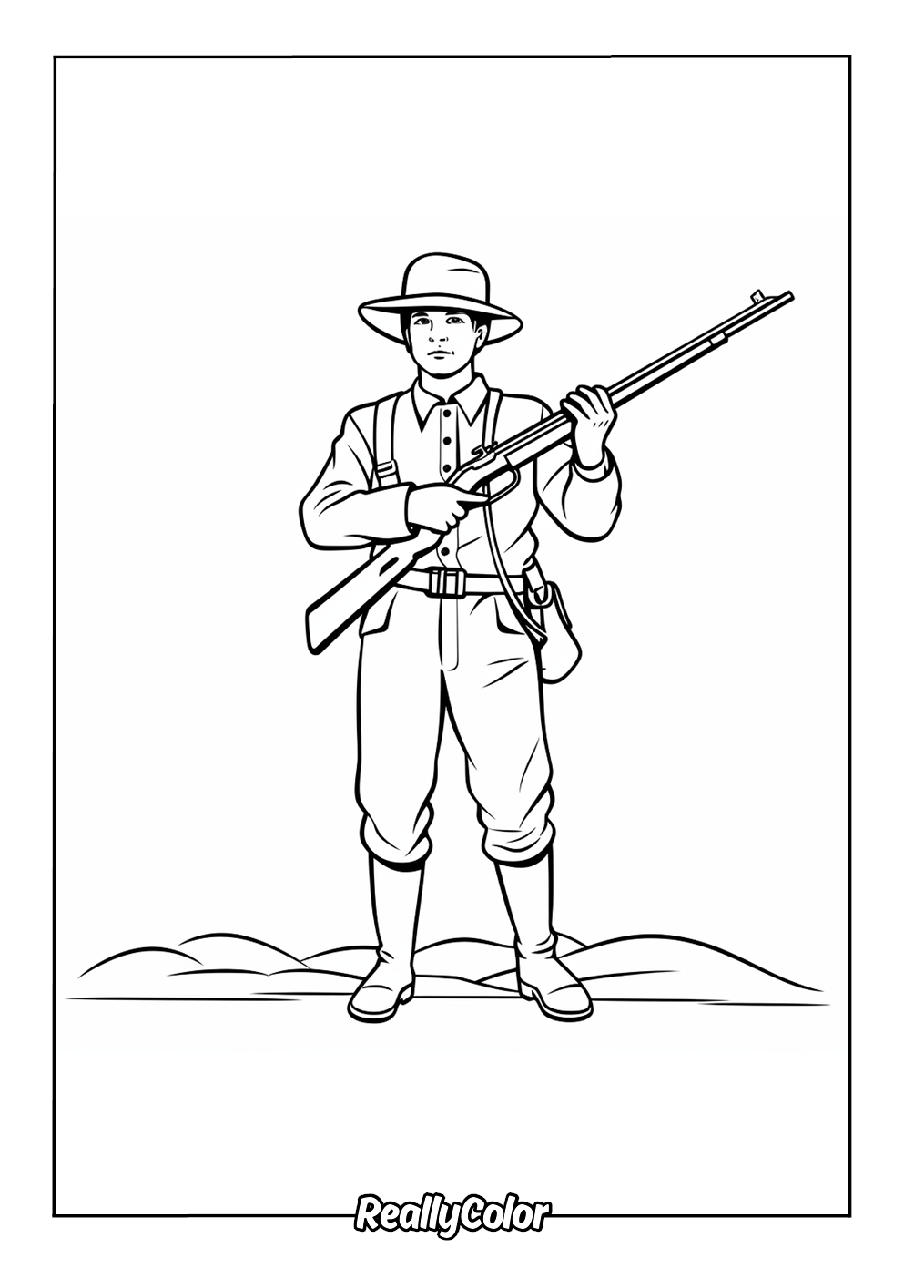 Cowboy with a rifle coloring page