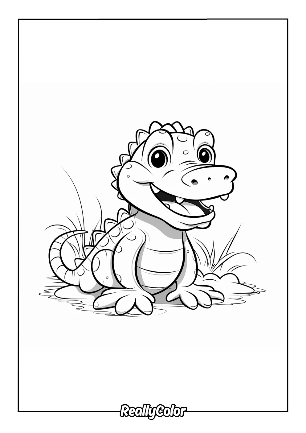Cute alligator coloring page