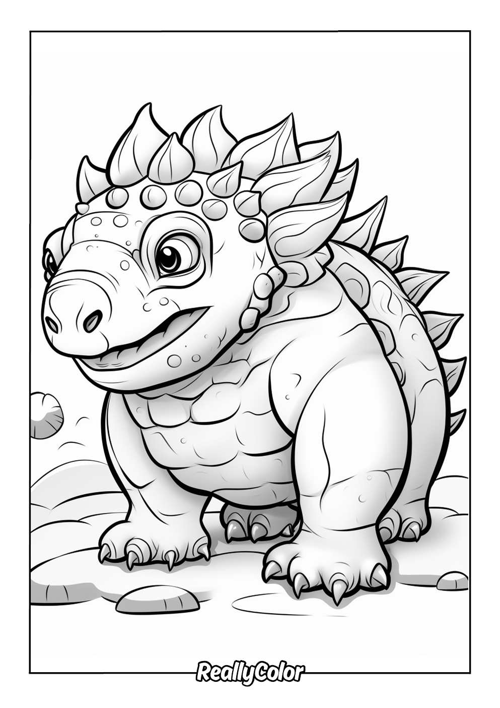 Cute ankylosaurus coloring page