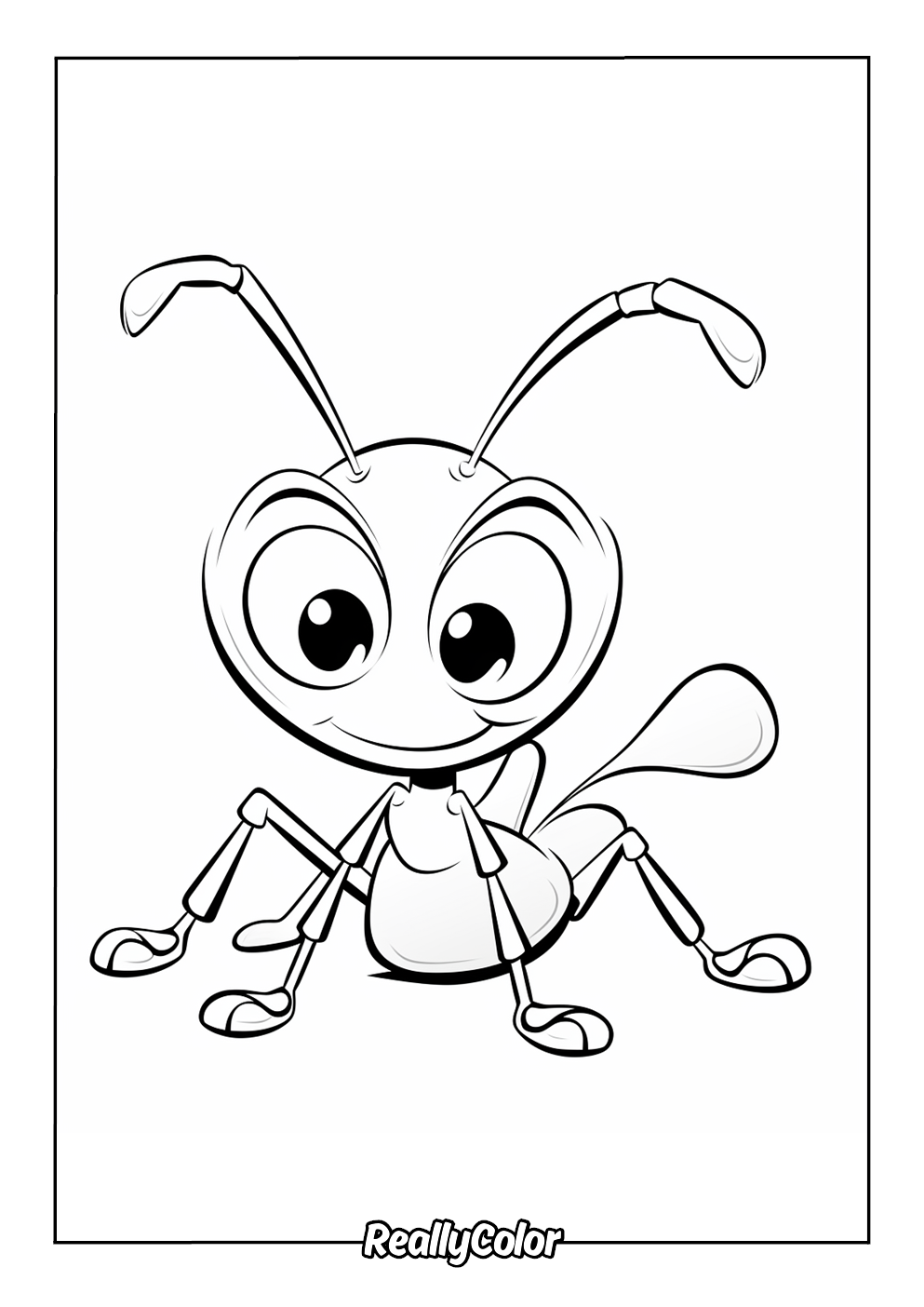 Cute ant coloring page for kids