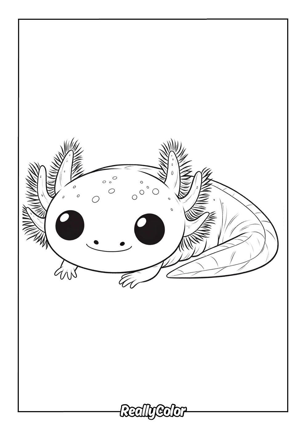 Cute axolotl coloring page