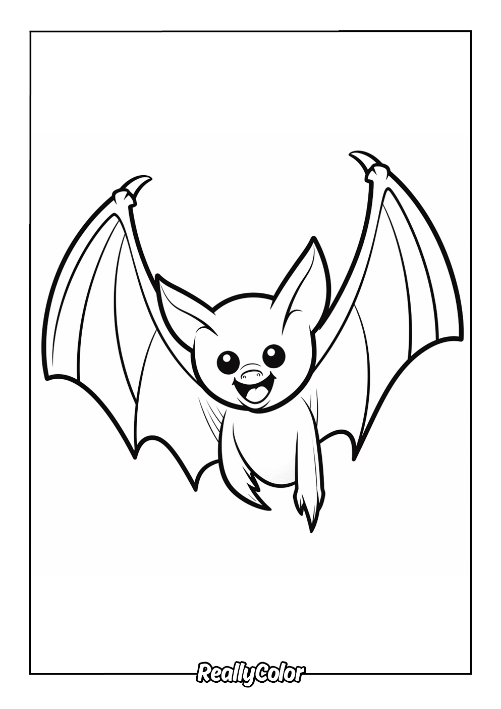 Cute bat coloring page for kids