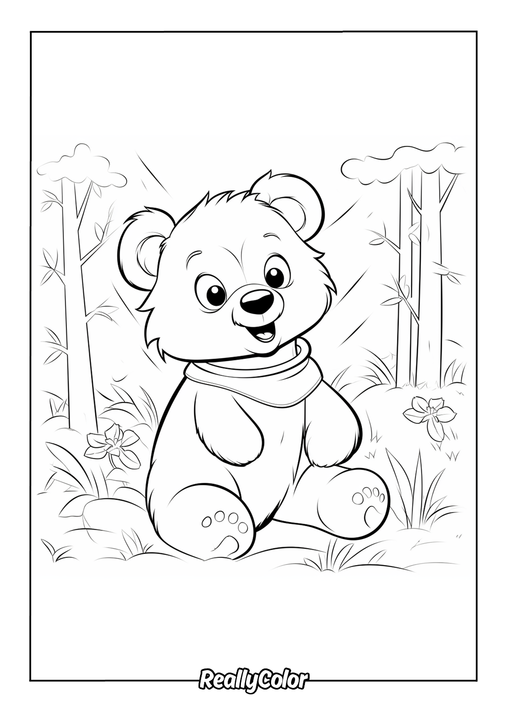 Cute bear coloring page