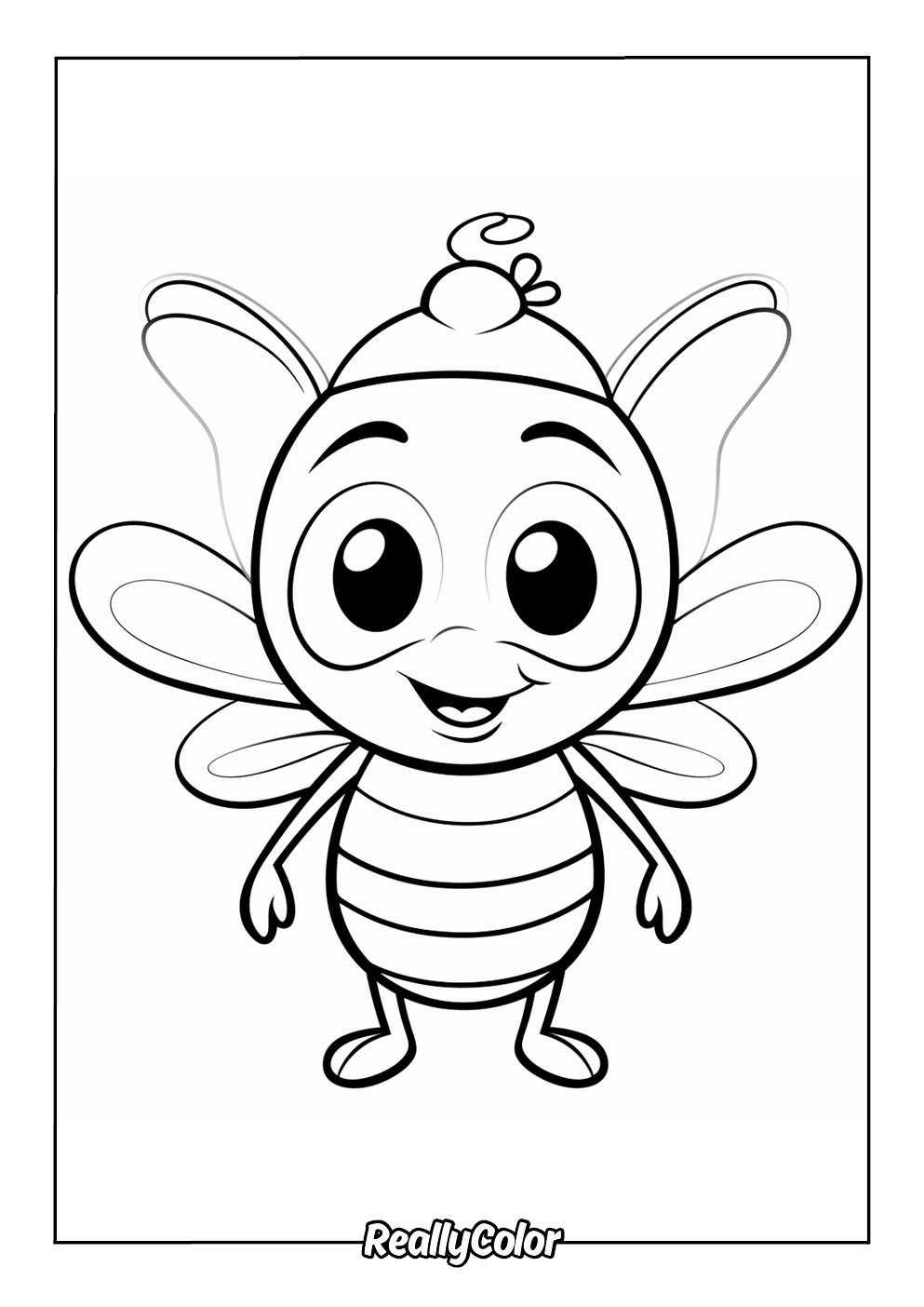 Cute bee coloring page