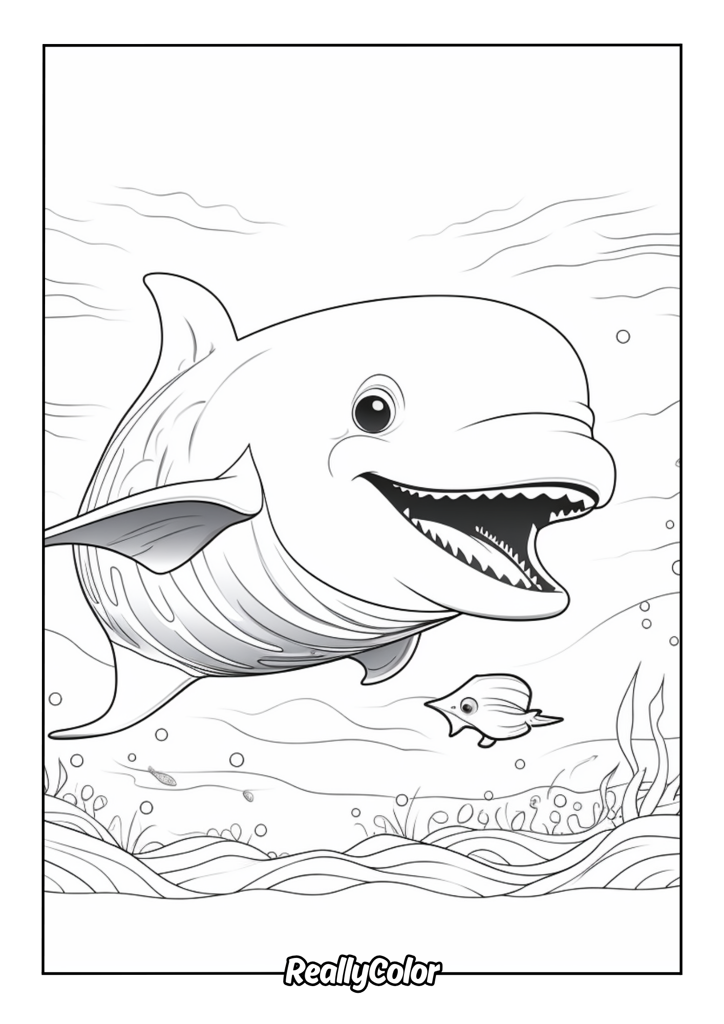 Cute beluga coloring page