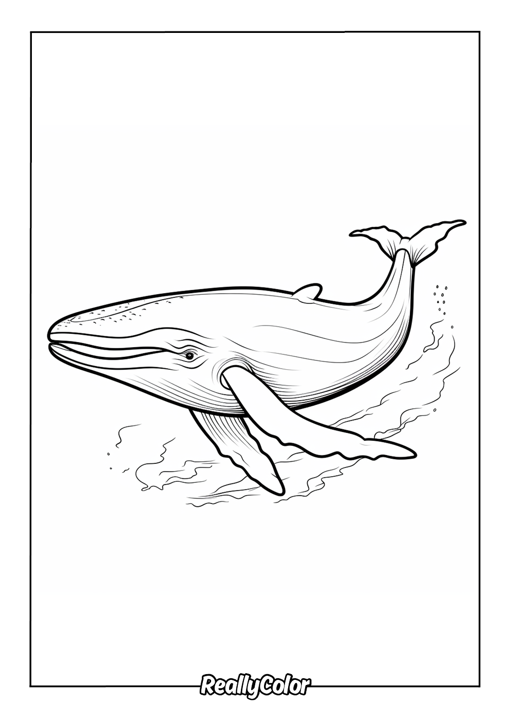 Cute blue whale coloring page