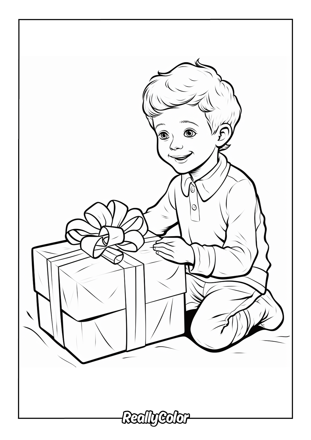 Cute boy excited to open his present
