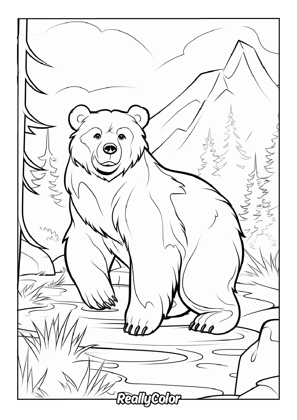 Cute brown bear color page
