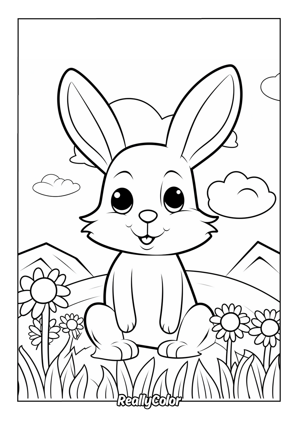Cute bunny coloring page