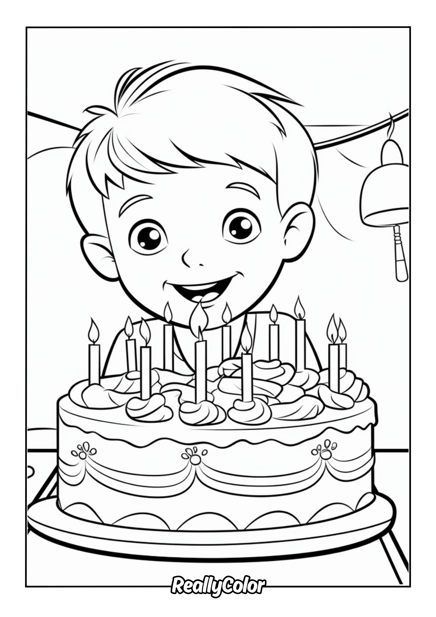 Cute cake coloring page