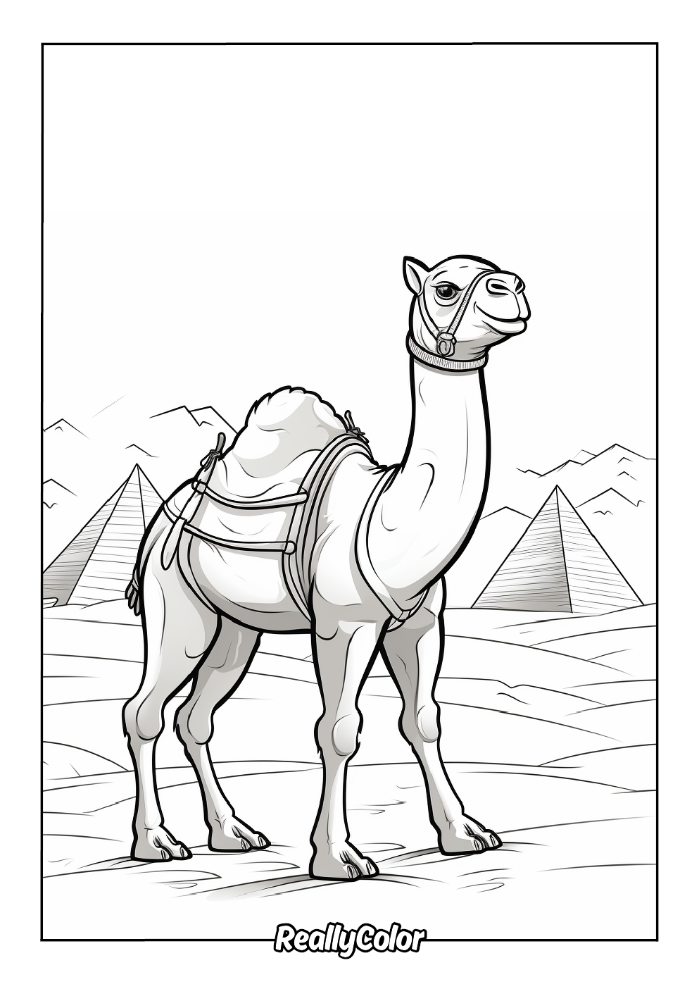 Cute camel coloring page