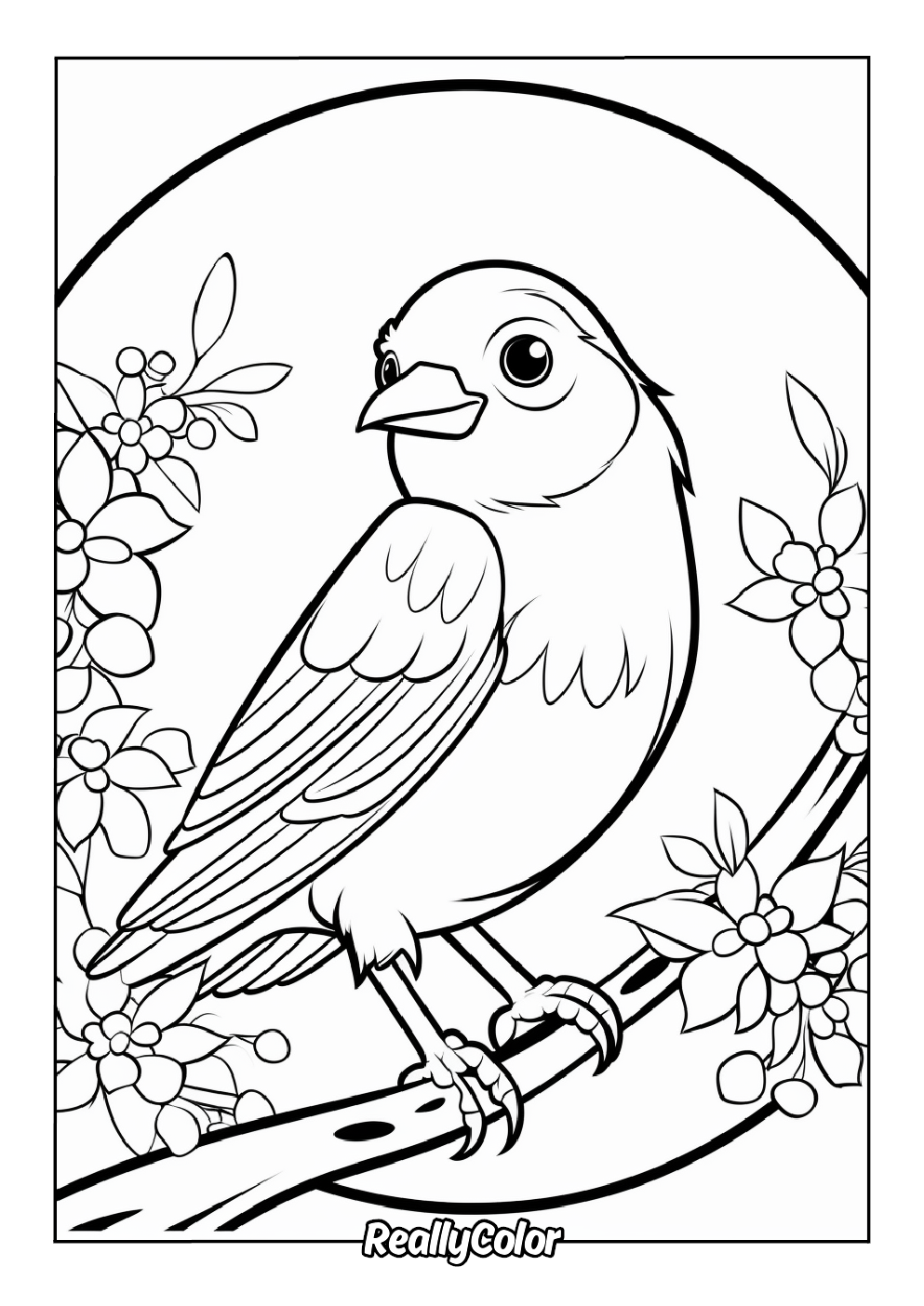 Cute cartoon bird for coloring