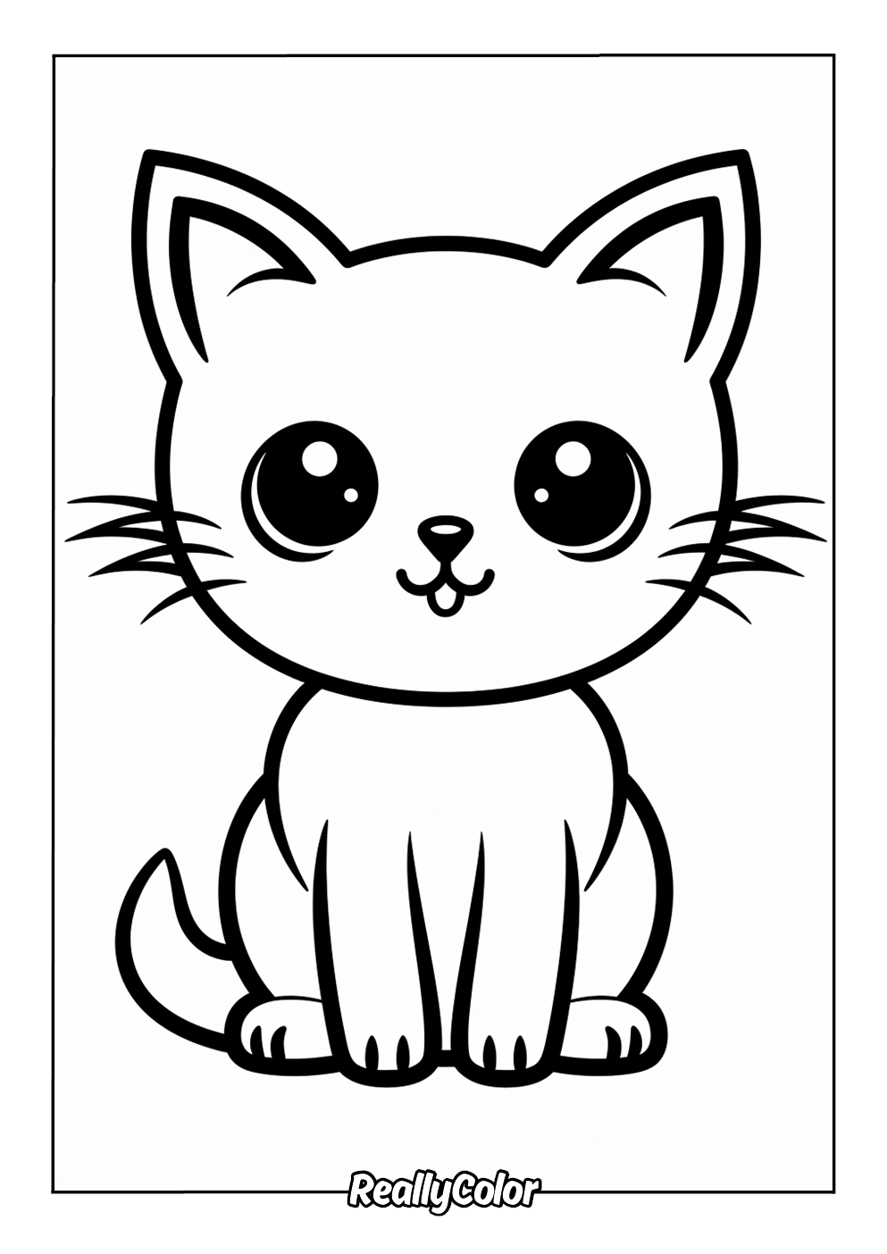 Cute cat color page for kids