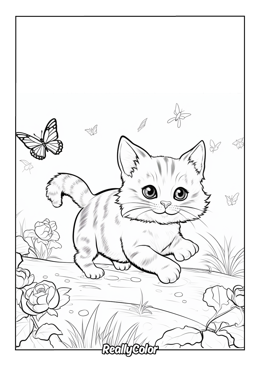 Cute cat coloring page