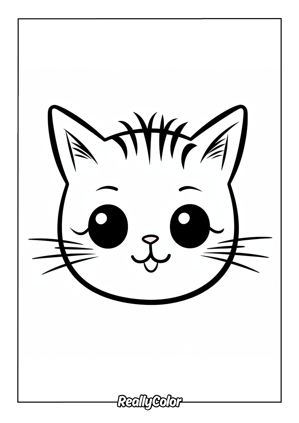 Cute cat face coloring page