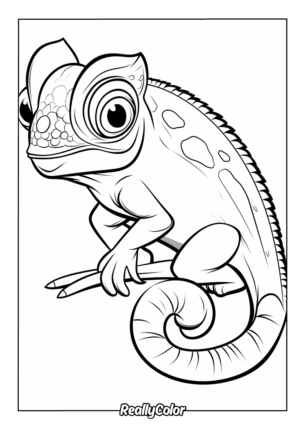 Cute chameleon coloring page