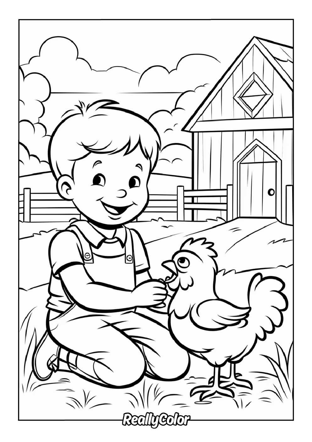 Cute chicken coloring page