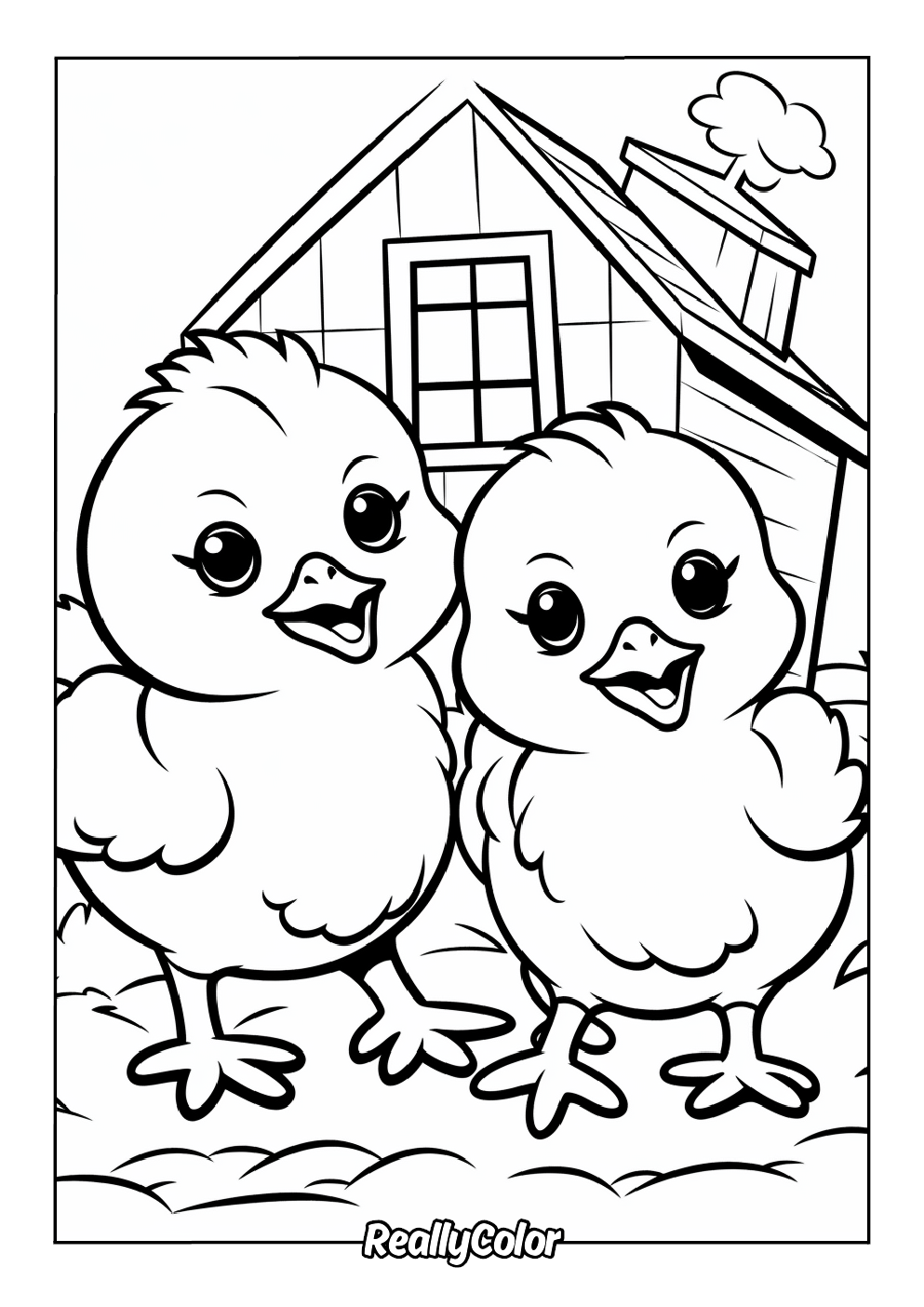Cute chicks coloring page
