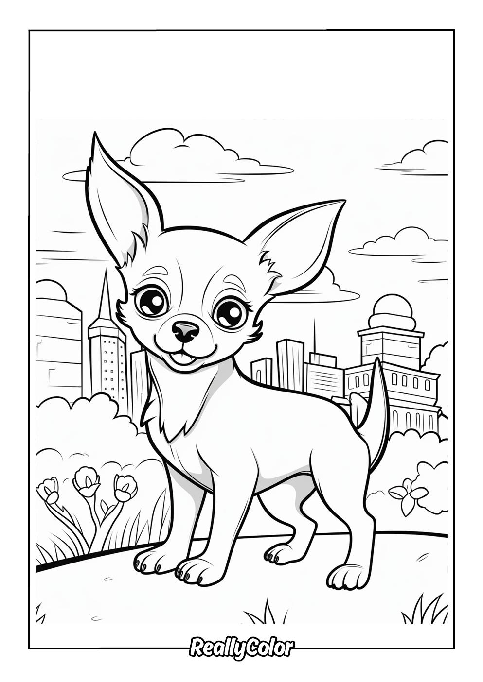 Cute chihuahua dog coloring page