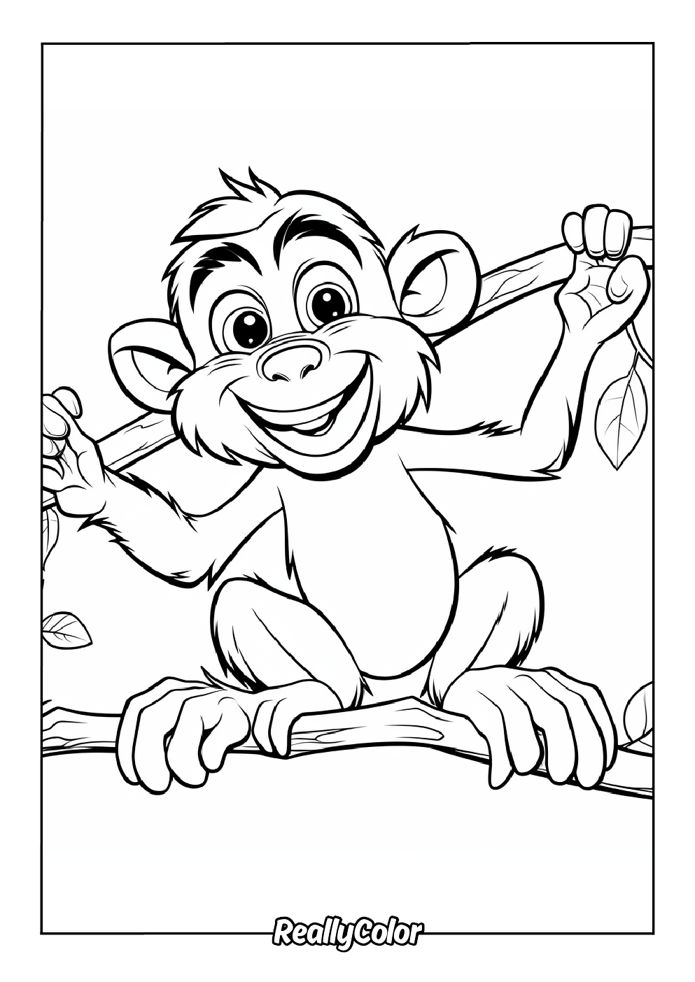 Cute chimpanzee coloring page