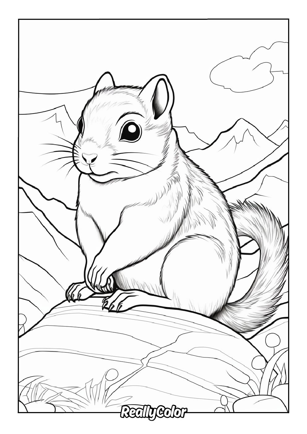 Cute chipmunk coloring page