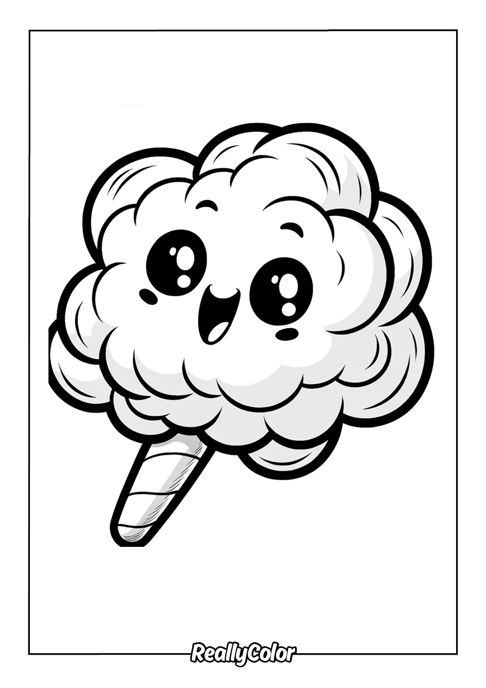Cute cotton candy coloring page