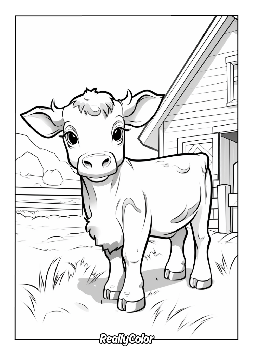 Cute cow coloring page