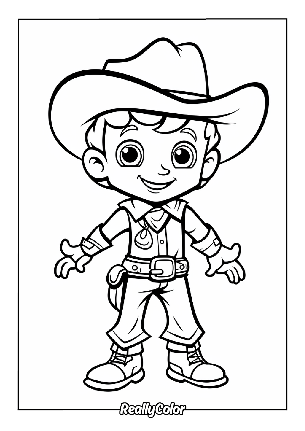 Cute cowboy coloring page