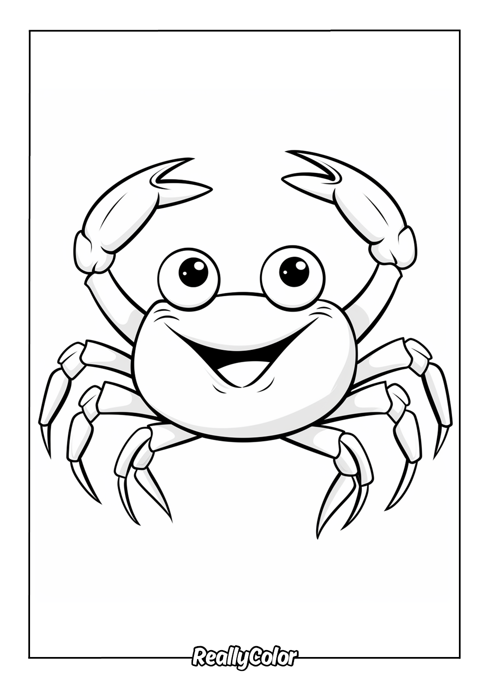 Cute crab coloring page