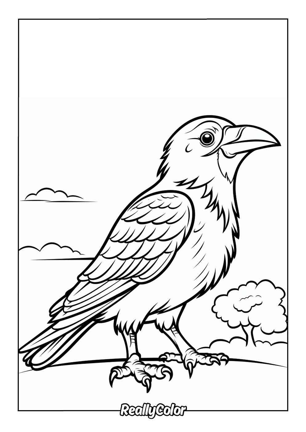 Cute crow coloring page