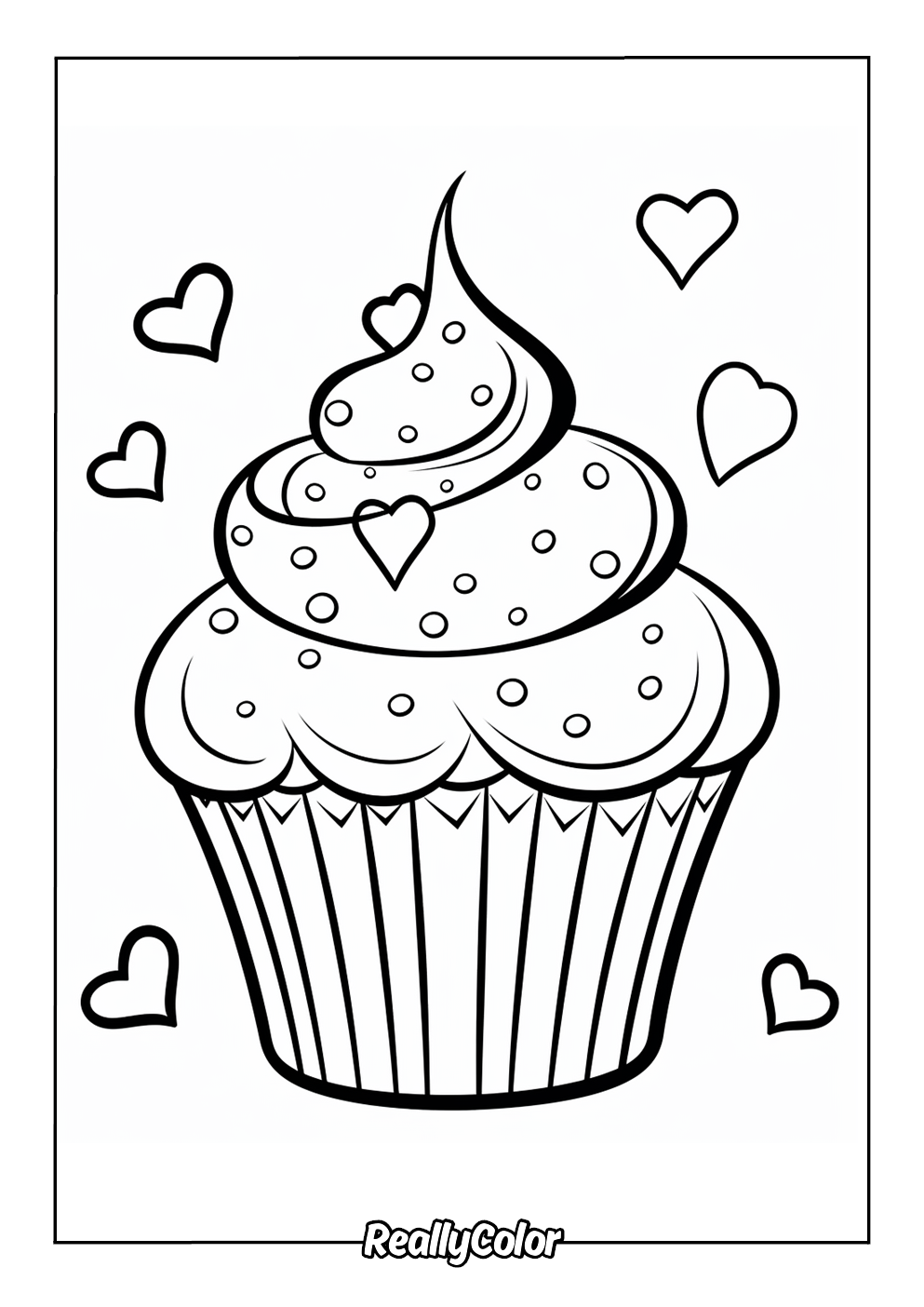 Cute cupcake coloring page