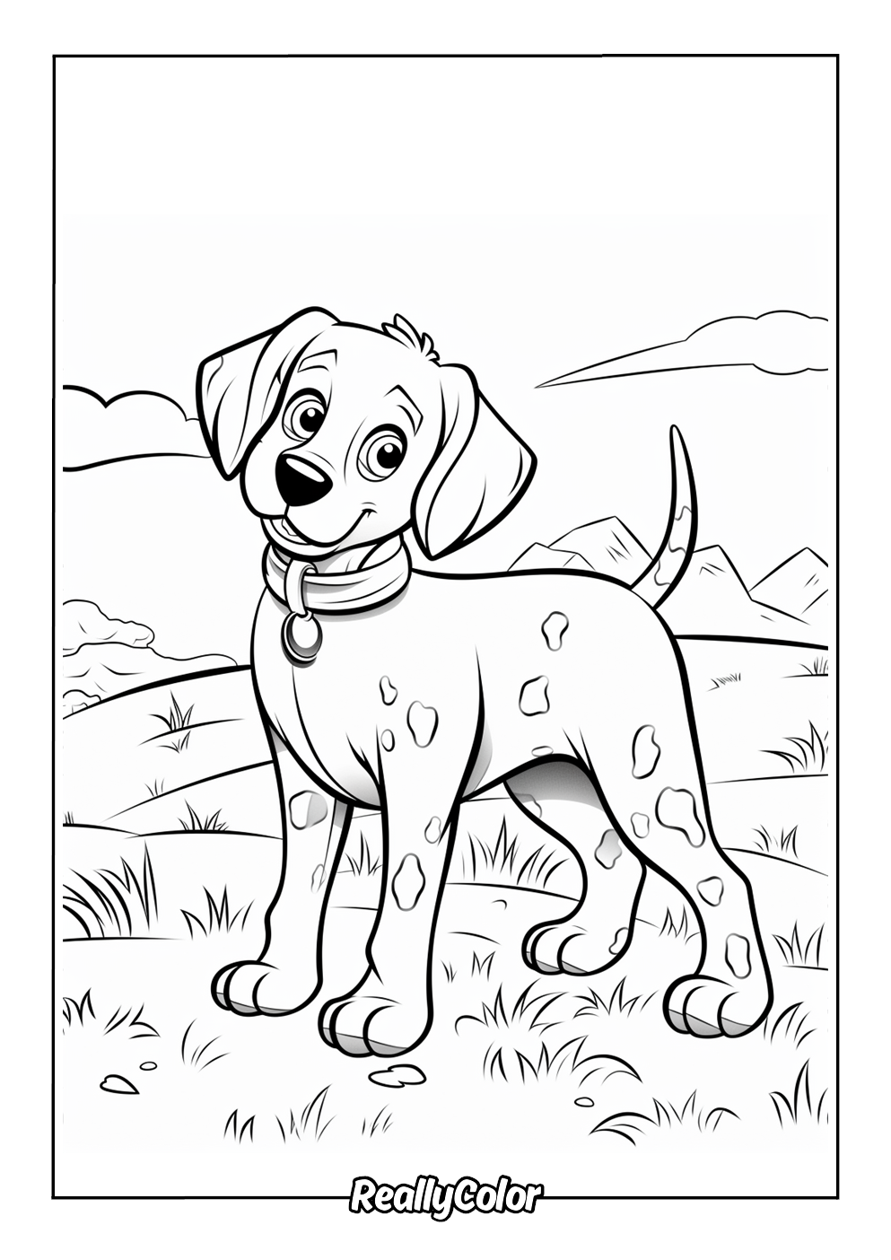 Cute dalmatian coloring page