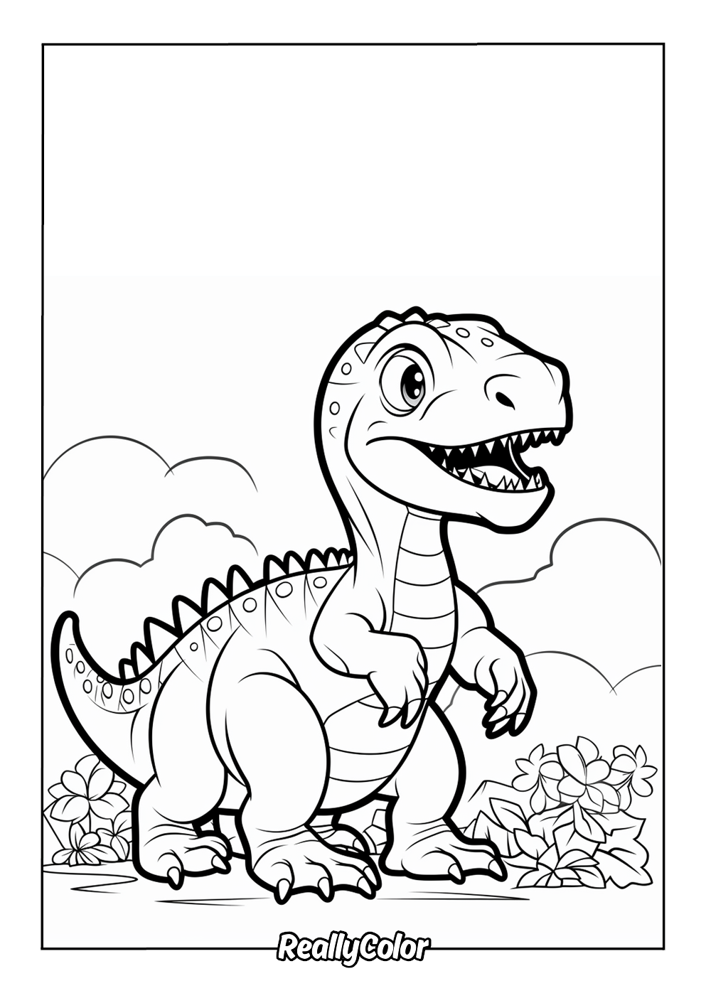 Cute dino coloring page